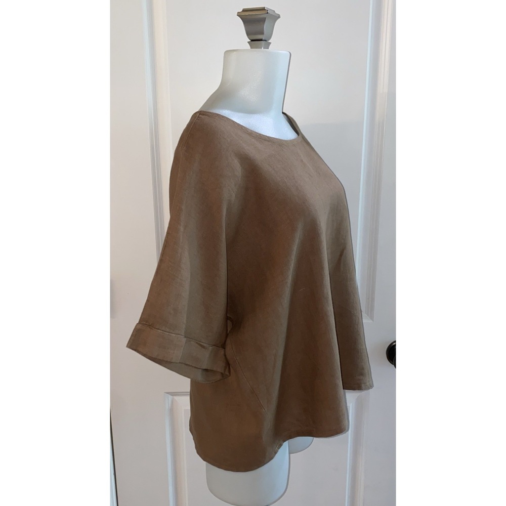Filosofia 100% Linen Brown Top - Picture 3 of 12
